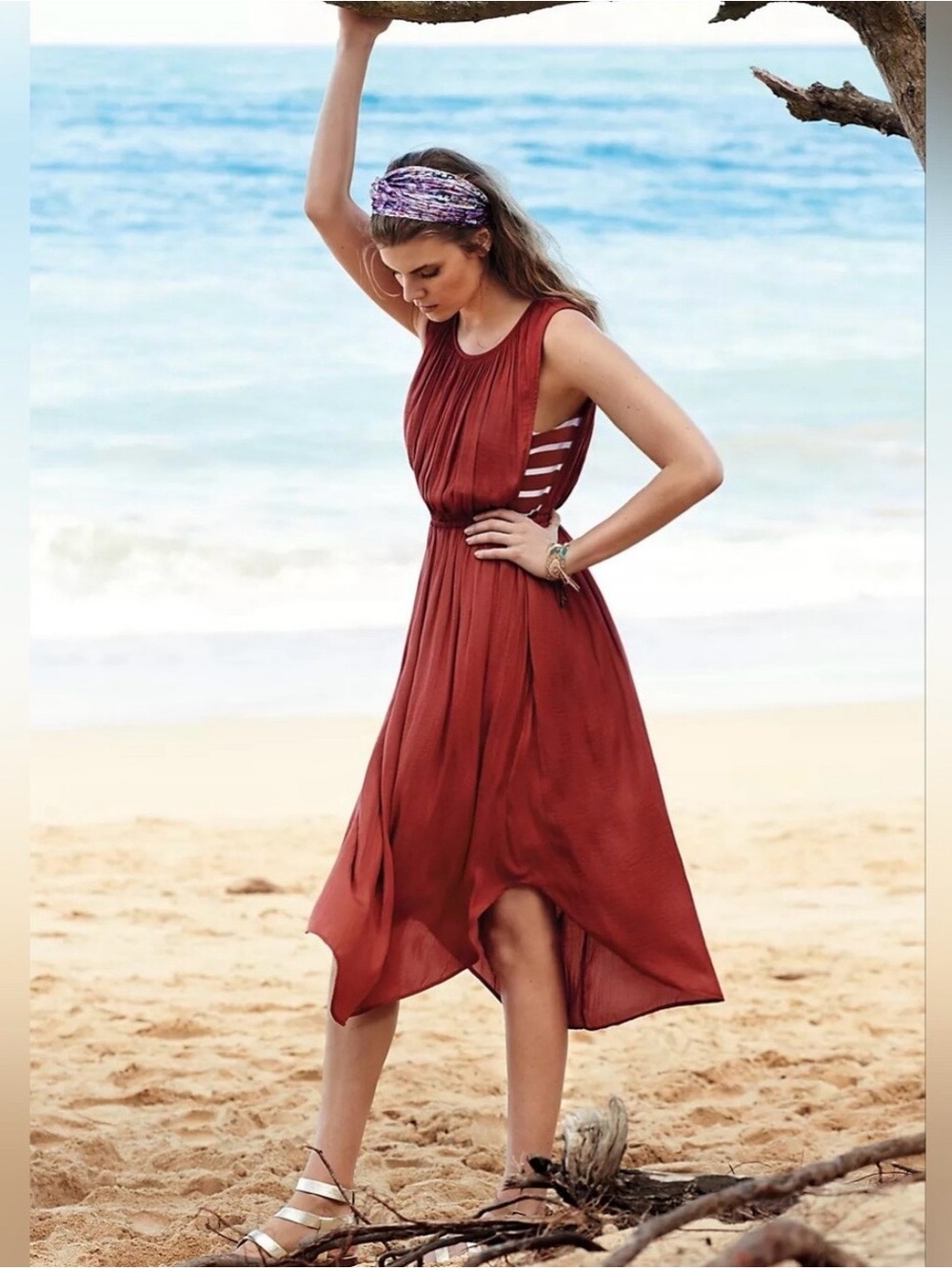Anthropologie Dolan Left Coast Sleeveless Costa Midi Dress in Rust
